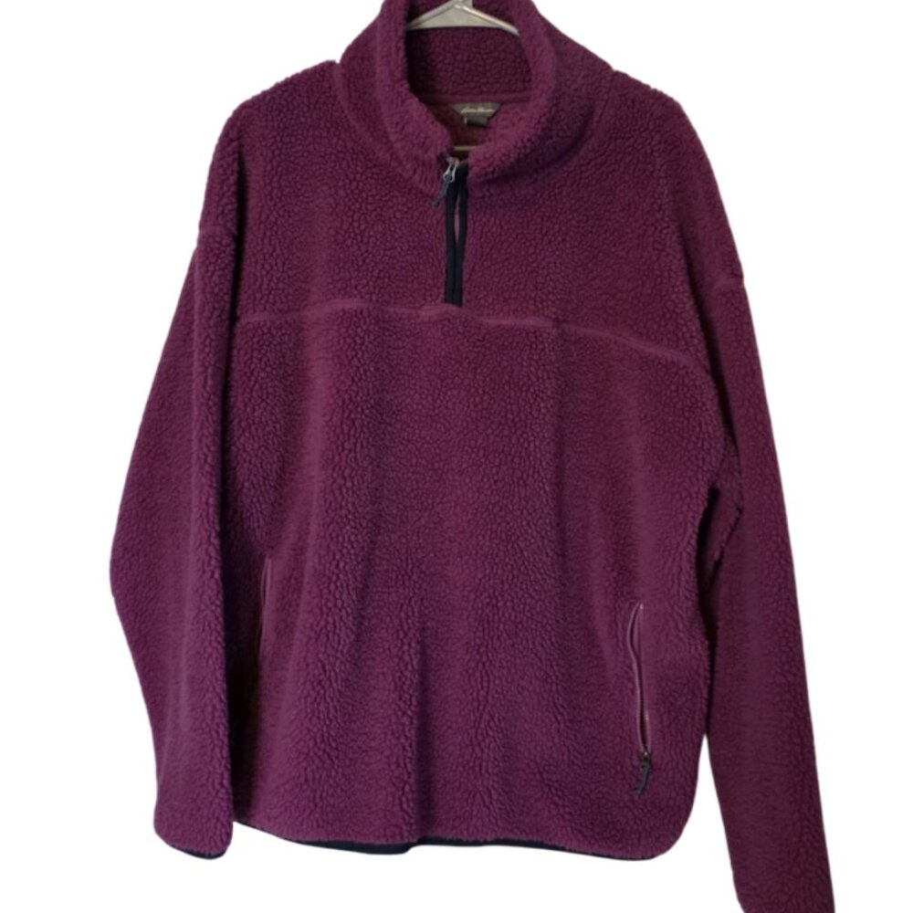 Euc Eddie Bauer Super Soft & Fuzzy Quarter Zip Sw… - image 1